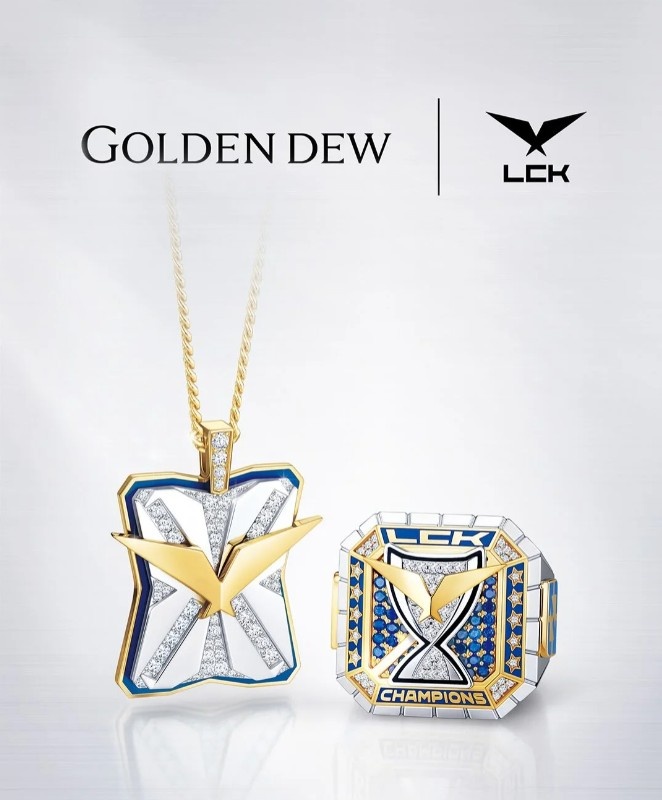 2025LCK冠军戒指、项链设计图：内侧刻有选手名字、决赛比分